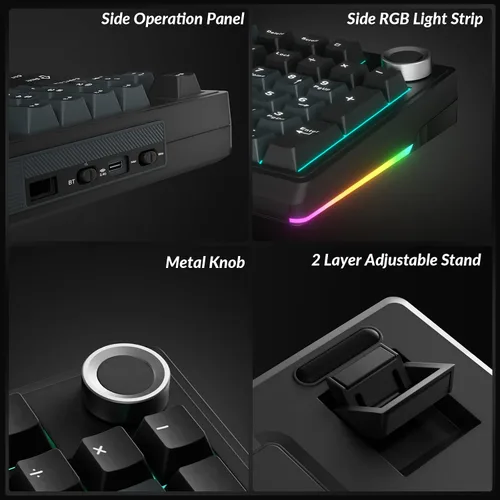 Vista 9 de SOLAKAKA KI99 Pro - Teclado mecánico inalámbrico con interruptor silencioso, interruptores preiluminados intercambiables en caliente, teclado