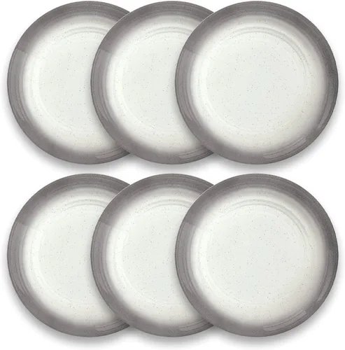 Vista 2 de TarHong Plato de ensalada con borde degradado, gris, 8.3 pulgadas, melamina, juego de 6
