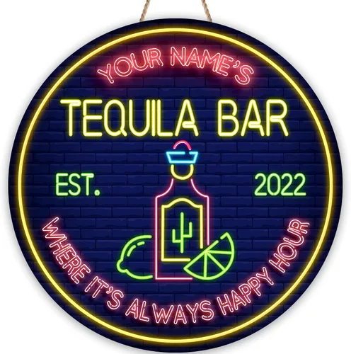 Vista 30 de Placa de pared de madera de bar de tequila mexicano personalizado, letrero de bar de México, letrero rústico para pub para el hogar, decoración