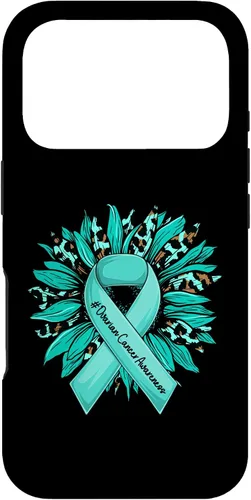 Vista 30 de Leopard Sunflower Teal Ribbon Ovarian Cancer Awareness Case for iPhone 16