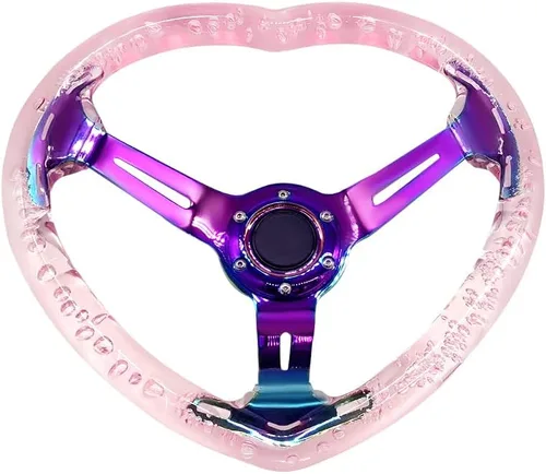 Vista 9 de Volante de Carreras de Acrílico Universal con Diseño en Forma de Corazón Volante Apto para la Mayoría de Vehículos, Coches de Carreras, RZR, Club