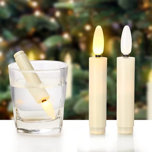 Vista 6 de FPOO 20 velas de árbol de Navidad, luces parpadeantes, con clip, funciona con pilas, velas cónicas con temporizador, mini velas sin llama para Blanco