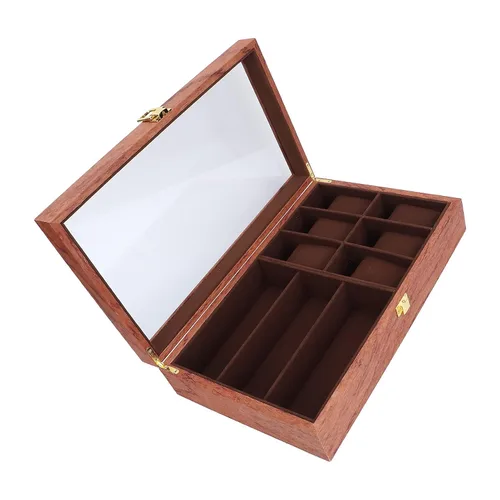 Vista 5 de Watch Glasses Box, Watch Holder with Glass, 6+3 Slot Watch Case Jewelry Box Gift Holder Jewelry Display Box Watch Sunglasses Storage