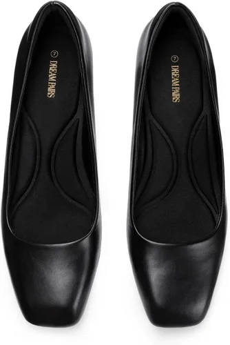 Vista 4 de DREAM PAIRS Tacones gruesos para mujer, tacón cuadrado cerrado, tacón bajo, zapatos de vestir, cómodos, para boda, fiesta, oficina, zapatos de tacón