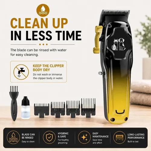 Vista 6 de Cortapelos para perros para cabello grueso, kit de aseo inalámbrico