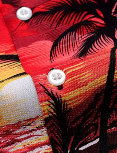Vista 5 de Alimens & Gentle - Camisa de algodón estilo hawaiano para hombre, casual, de manga corta, ajuste regular