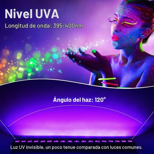 Vista 2 de Barra negra de luces, de OPPSK, cono 9 LEDs de 3 W, luz negra, negro metálico