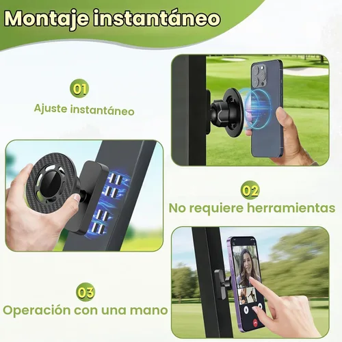 Vista 3 de Soporte magnético para carrito de golf para MagSafe iPhone 12-17 y teléfonos inteligentes, soporte de teléfono para carrito de golf con una sola