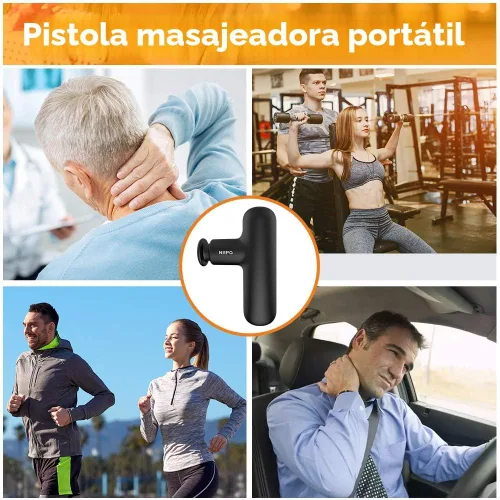 Vista 8 de NEPQ Mini Pistola de Masaje, Potente Pistola de Percusión de Tejido Profundo Portátil para Músculos Fasciales, Masajeador de Cabeza, Cuello