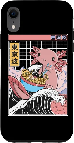Vista 25 de Axolotl Eating Ramen Kanagawa Wave Kawaii Anime Vaporwave Case for iPhone 17