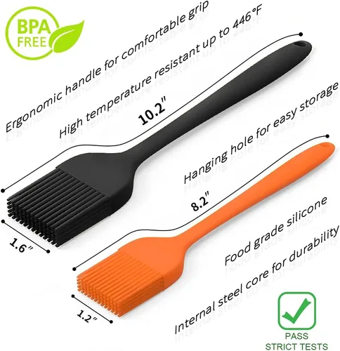 Vista 2 de Cepillo de silicona para repostería, cepillo de cocina para salsa de aceite, adobos de mantequilla, cepillos de alimentos para barbacoa, parrilla