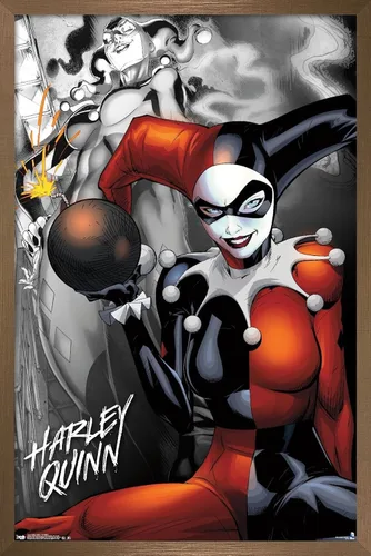 Vista 15 de Trends International DC Comics - Póster de pared de Harley Quinn, la bomba, 14.725 x 22.375 pulgadas, versión enmarcada de madera de granero