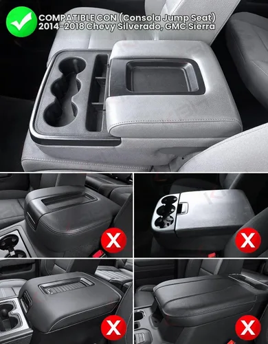 Vista 2 de KBH Funda para reposabrazos de consola central para Chevy Silverado y GMC Sierra 1500 2500 3500 2014-2018, de vinilo y cuero, accesorios para tapa