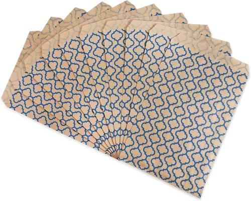 Vista 3 de CuteBox 100 bolsas de regalo de papel plano enrejado azul (6 x 9 pulgadas) para mercancía, recuerdos de fiesta, regalos pequeños, productos hechos a