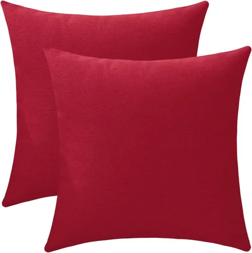 Vista 13 de Jeneoo - Fundas de almohada decorativas rojas brillantes de chenilla suave, fundas de cojín cómodas y sólidas para sofá de sala de estar