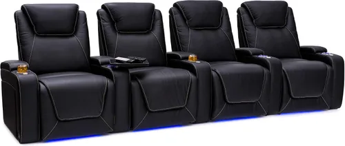 Vista 10 de Seatcraft Pantheon - Asientos de cine en casa, fila negra de 2