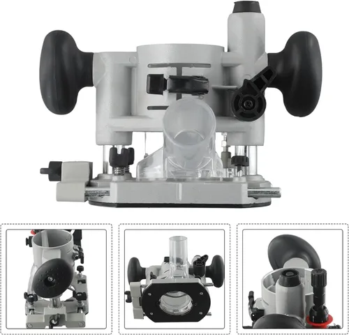 Vista 7 de 2.559 in Plunge Router Base Carpintería Recorte Fresado con cerradura de leva de acero ajustable y bujes de aluminio, plata+negro