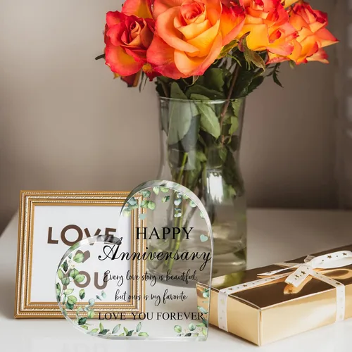Vista 6 de Regalo cardenal de feliz aniversario para mujer, regalo de boda de acrílico para ella, él, pareja, esposa, marido