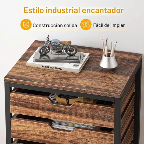 Vista 8 de Tribesigns Archivador de 5 cajones, cajón de almacenamiento móvil de madera Marrón
