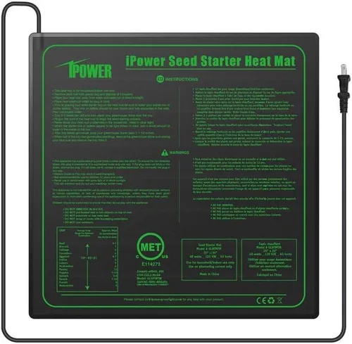 Vista 29 de iPower tapete térmico para plantón, tapete térmico hidropónico caliente con diseño impermeable duradero, estera de calor solamente, Negro