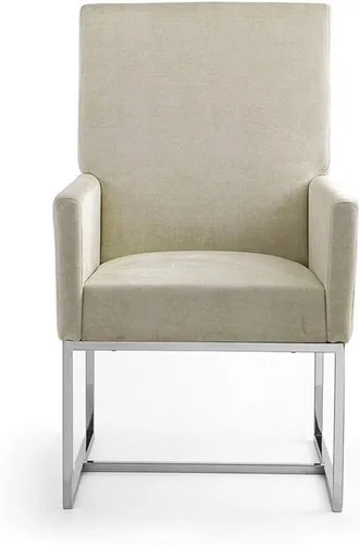 Vista 5 de Eden Home Juego de sillones de comedor de terciopelo de 2 piezas en champán blanco roto