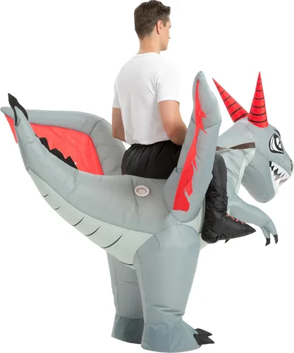 Vista 5 de tasanor Disfraces de dinosaurio para adultos, disfraz inflable para adultos, disfraz de dragón inflable, disfraces de Halloween para hombres