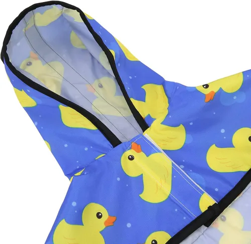 Vista 4 de HDE - Impermeable protector con capucha para perros y cachorros, tallas de la S a la XL (diseño de patos de goma, talla S)