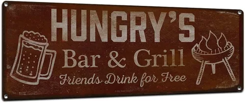 Vista 109 de Adam's Bar and Grill Friends Drink for Free, cartel de aluminio de 5.75 x 15.5 pulgadas, accesorios personalizados para bar y decoración de pared