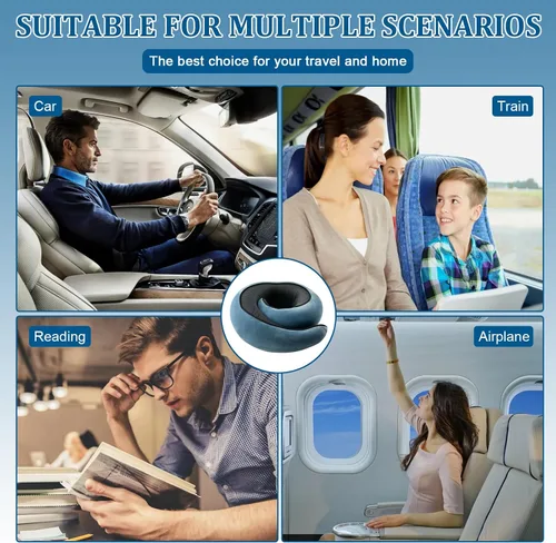 Vista 3 de Almohada de cuello avión, almohada de viaje, almohada de avión, almohada de viaje de espuma viscoelástica, almohada de cuello de viaje para aviones