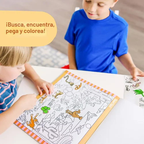 Vista 3 de Melissa & Doug - Hoja de calcomanías Busca y Encuentra, Animales (más de 400 calcomanías, 14 escenas para colorear) Hojas de calcomanías de búsqueda