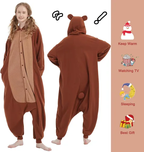 Vista 2 de SWEETXIN Adult Unisex Onesie Pajamas Halloween Christmas Sleepwear Jumpsuit Cosplay Costume Suit for Women and Men