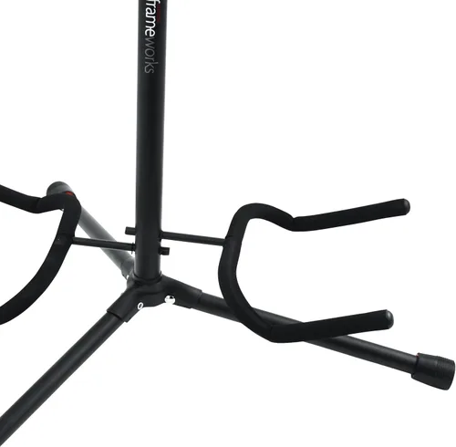 Vista 9 de Gator Frameworks Soporte de guitarra doble ajustable; Sostiene dos guitarras eléctricas o acústicas (GFW-GTR-2000), negro