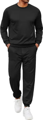 Vista 18 de COOFANDY Conjunto deportivo de 2 piezas para hombre, sudadera de manga larga, sin botones, para deportes, casual, fitness, trotar