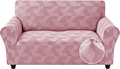 Vista 24 de JIVINER - Juego de 2 fundas elásticas para sillas de comedor, fundas geométricas de jacquard para sillas de comedor, fundas lavables para sillas