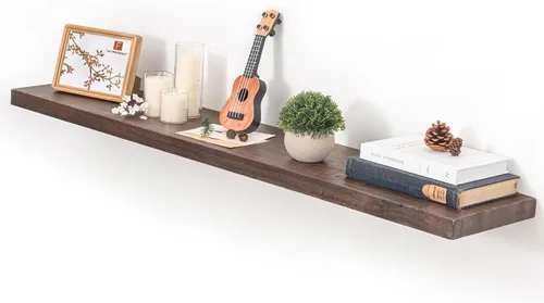 Vista 26 de Estantes flotantes para decoración de pared, estantes rústicos de madera recuperada de 24 x 8 pulgadas, estantes de montaje en pared resistentes