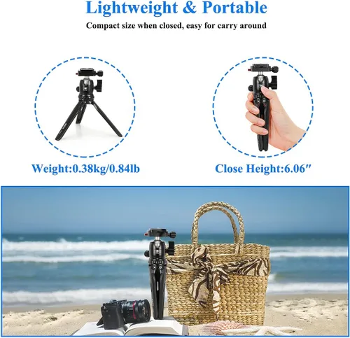 Vista 13 de SIRUI Mini trípode de escritorio de 13.5 pulgadas con cabeza de bola de 360°, trípode de aluminio portátil para cámara DSLR, videocámara, carga