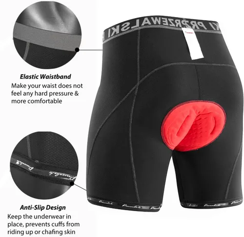 Vista 3 de Przewalski Ropa interior de ciclismo para hombre, 4D, acolchados, pantalones cortos de ciclismo de montaña, pantalones cortos acolchados
