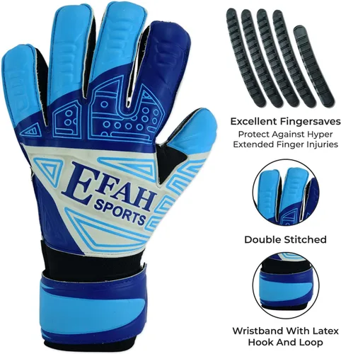 Vista 2 de Guantes de portero de fútbol para niños, jóvenes, guantes de portero de fútbol con protección para dedos y agarres dobles en la muñeca