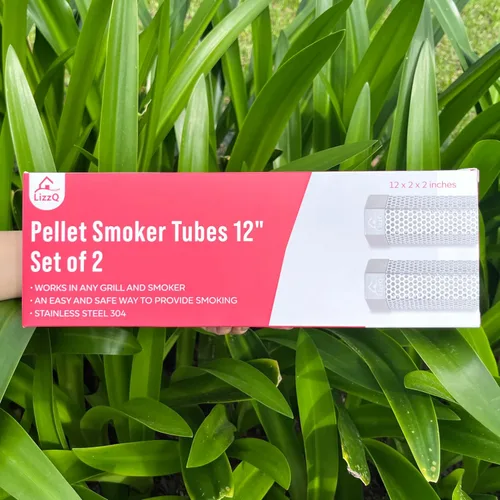 Vista 5 de LIZZQ Tubo ahumador de pellets premium de 12 pulgadas (Set de 2) - 5 horas de humo intenso, ahumado en caliente o en frío, para cualquier parrilla