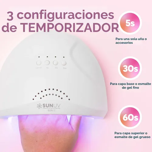 Vista 3 de SUNUV Lámpara de uñas LED UV, luz de gel para esmalte de uñas, secadora UV con 3 temporizadores SUNone White