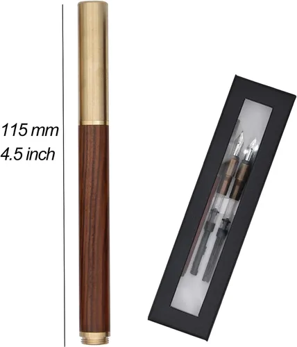 Vista 7 de Pluma estilográfica de madera hecha a mano, párrafo corto (4.528 in), bolígrafo de viaje de bolsillo, bolígrafo de negocios, pluma de caligrafía