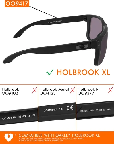 Vista 5 de Lentes de repuesto de rendimiento compatibles con Oakley Holbrook XL OO9417 Polarized Etched-Midnight Nova