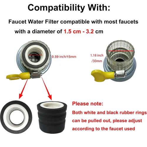 Vista 4 de Paquete de 3 filtros de montaje en grifo, purificador de filtración de grifo de cocina para cocina, filtro de agua para el hogar y baño con carbón