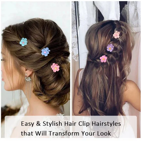 Vista 2 de Ahoney 10 pinzas pequeñas para el cabello, lindas pinzas de 0.77 pulgadas con margaritas de flores para mujeres y niñas, coloridos pasadores
