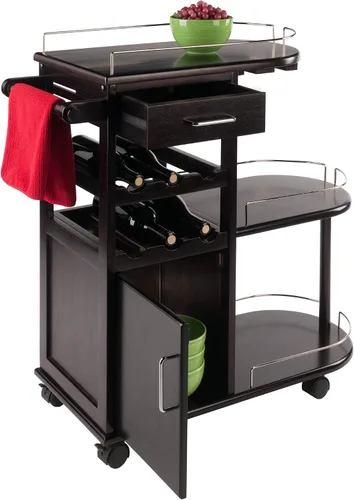 Vista 9 de Winsome Carrito de servir para cocina, Madera, Espresso oscuro