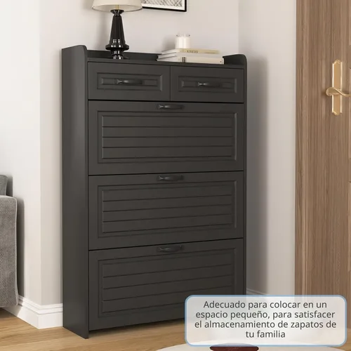 Vista 7 de Vibe & Dine Armario Organizador de Zapatos Estrecho con 3 Cajones Grandes Abatibles y 2 Cajones de Almacenamiento - Almacenamiento de Zapatos