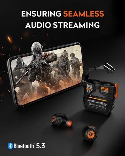 Vista 3 de GravaStar Sirius Plus - Audífonos inalámbricos verdaderos, Bluetooth 5.3 con cancelación activa de ruido ANC audífonos, tiempo de reproducción de 28