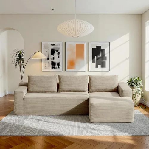 Vista 28 de Sofá modular Cloud de 108 pulgadas, moderno sofá deshuesado con otomana móvil, sofá modular de asiento profundo, sofás esquineros de pana para sala