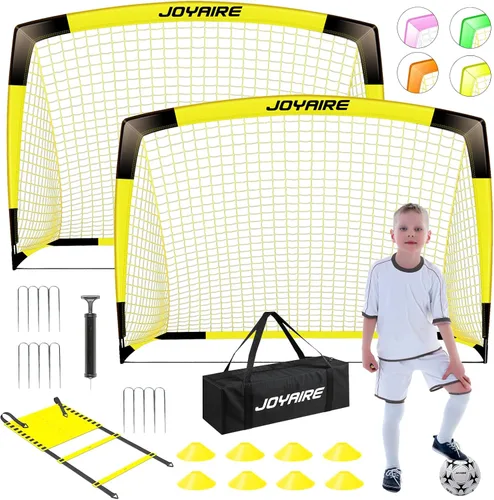 Vista 14 de Portería de fútbol para niños de nivel profesional en el patio trasero, red de fútbol de poliéster de 5 capas resistente a desgarros y postes de 10