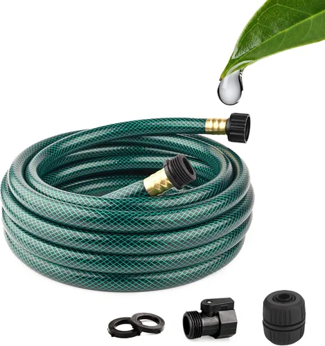Vista 9 de Manguera de agua corta de 5/8 pulgadas: Manguera líder de PVC de 3 pies ligera y sin torceduras con accesorios de plástico para conexión de grifo a